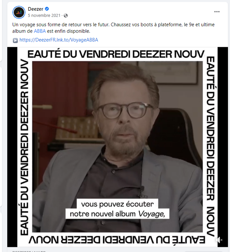 Deezer - Exemple de publication Facebook